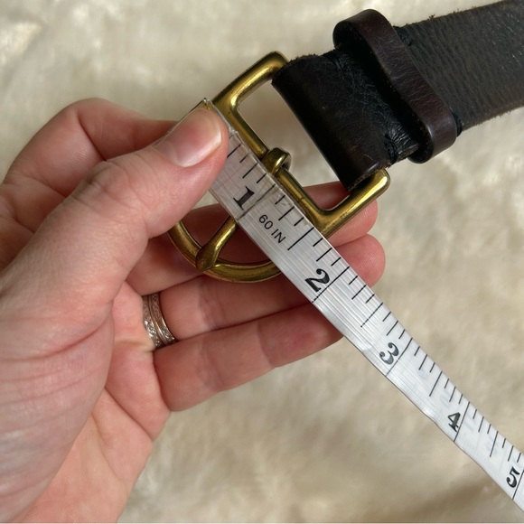 Polo ralph lauren dark brown genuine leather brass buckle belt 32 - Picture 10 of 11